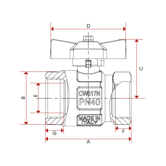 BALL VALVE FULL BORE T-HANDLE, LOW PRESSURE